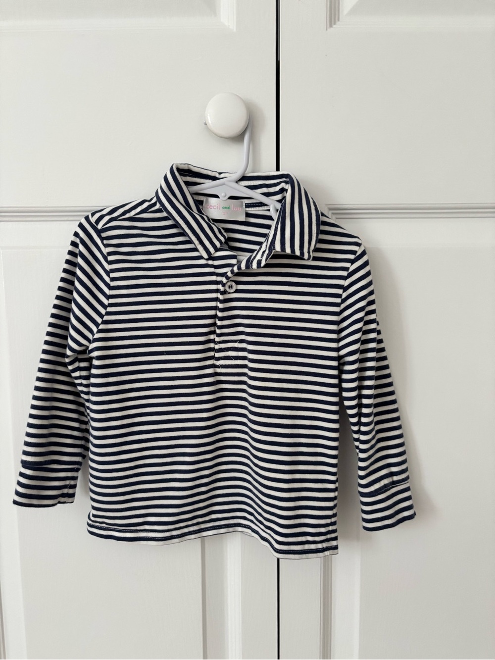 Cecil & Lou Striped Navy & White Polo Top